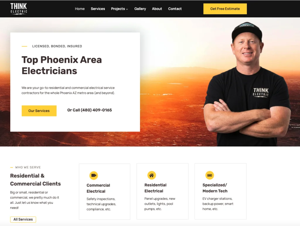 Think Electric website design